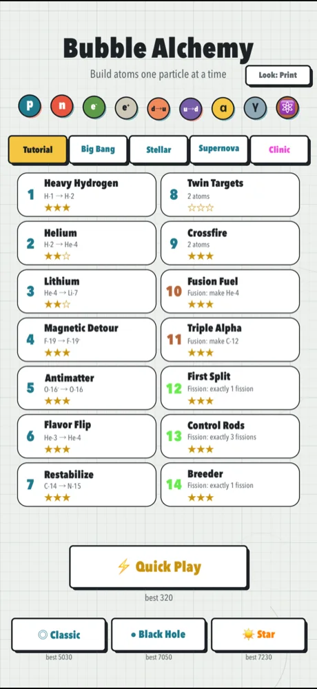 The same level select in the Print look
